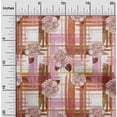 thumbnail image 1 of oneOone Cotton Poplin Dark Peach Fabric Leaves & Floral Check Diy Clothing Quilting Fabric Print Fabric By Yard 42 Inch Wide, 1 of 4