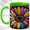 Green, variant on Polka Dot Daisy Coffee Mug, Rainbow Flower Mug, Ceramic 11 oz