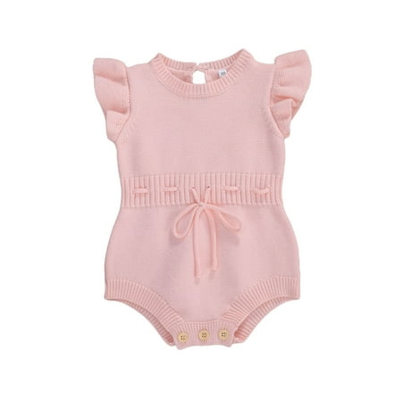 

Douhoow Newborn Baby Girl Knitted Bodysuit Tops Infant Ruffles Sleeveless Playsuit Jumpsuit