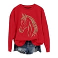 thumbnail image 6 of Sweaters For Women Horse Print Hoodless Sweatshirt Riding Horse Lover Long Sleeve Crew Neck Pullover Tops Casual Loose Shirts Warm Soft For Fall And Winter 2Xl Womens Sweaters, 6 of 7