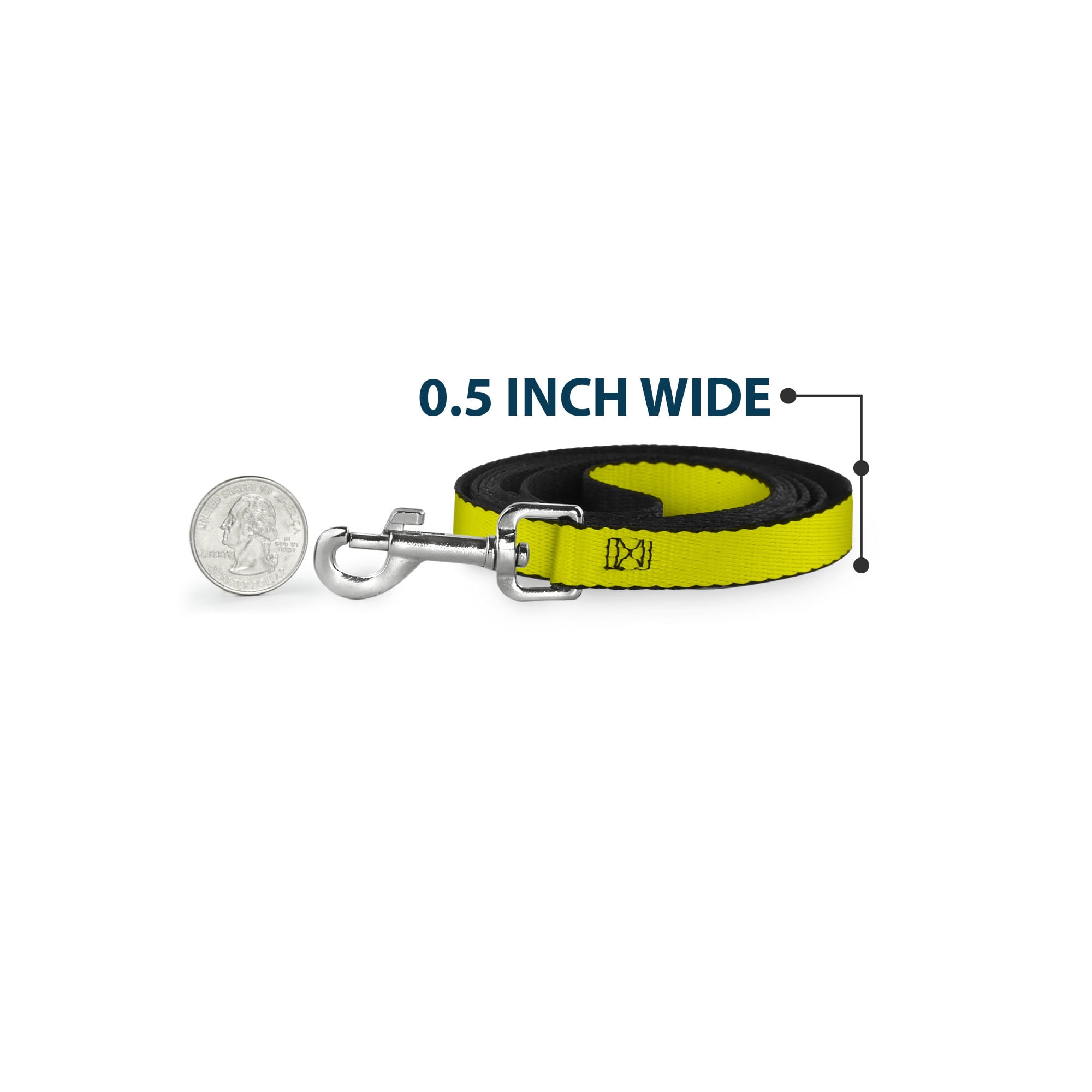 Buckle-Down Pet Leash, Dog Leash, Neon Yellow, 6 Feet Long 1.0 Inch Wide