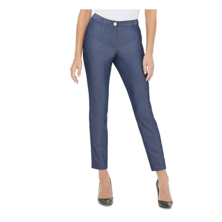 TOMMY HILFIGER $89 Womens New Blue Pocketed Zippered Straight leg Pants 8 B+B