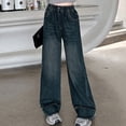 thumbnail image 2 of EnJoCho Girls Wide Leg Baggy Jeans High Elastic Waisted Vintag𝖾 Distressed Denim Pants 𝖸𝟤𝖪 𝖡oyfriend Streetwear Loose Fit Trousers, 2 of 9
