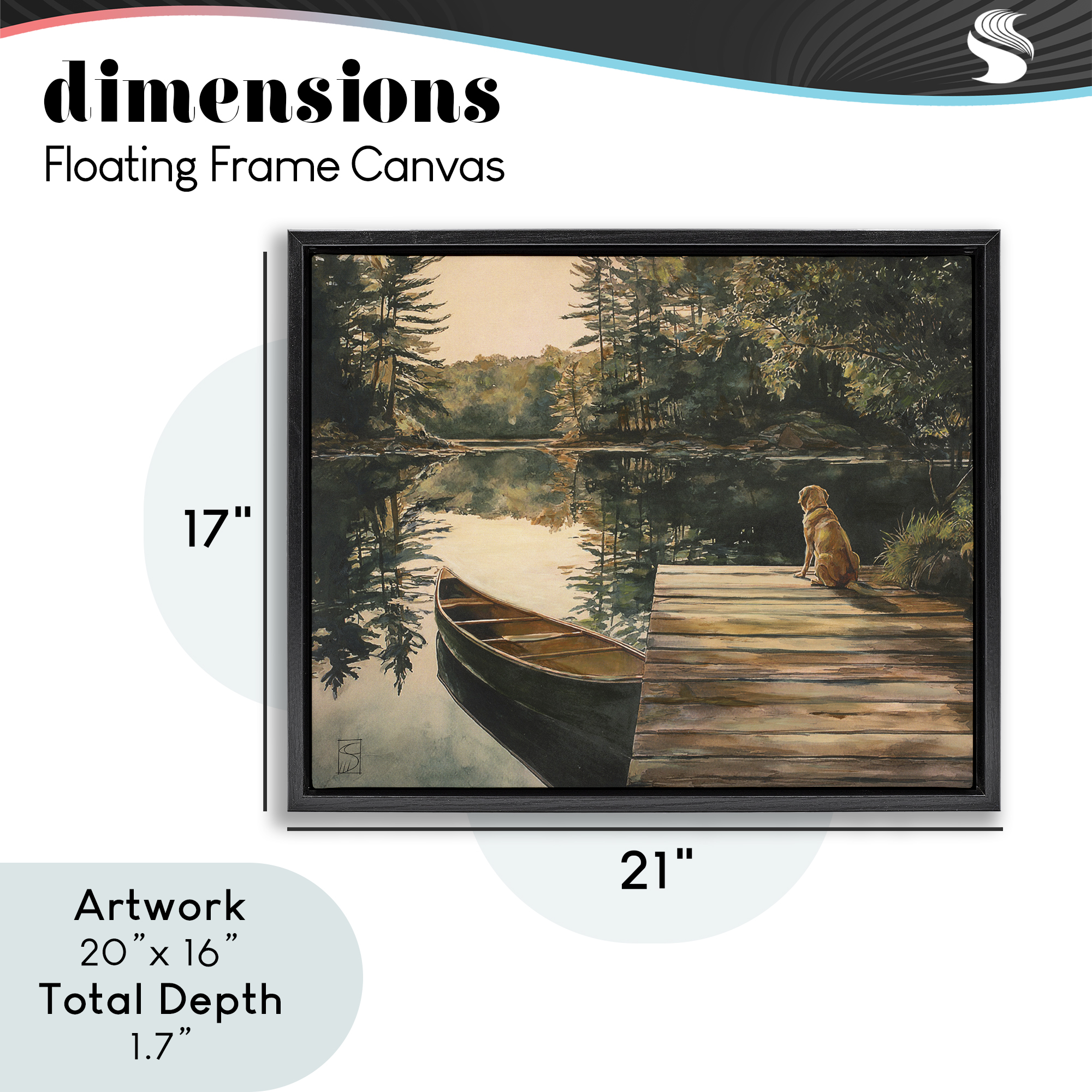 Lake Life at Sunset Black Framed Floater Canvas Wall Art, design by Sara Culpepper