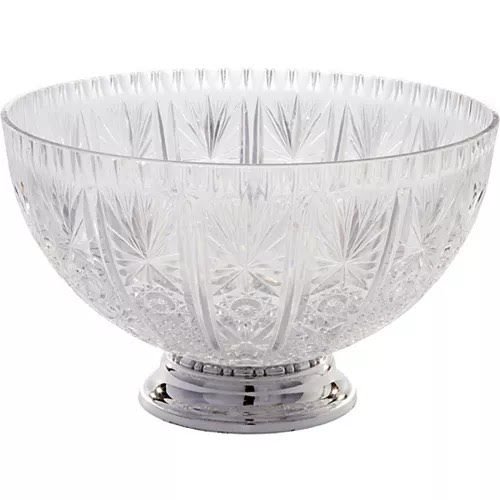 CLEAR Plastic Crystal Cut Punch Bowl