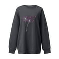thumbnail image 3 of Crewneck Sweatshirts for Women Print Oversized Loose Breast Cancer Tops Drop Shoulder Casual Pullover Shirts(Gray L), 3 of 4