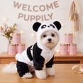 thumbnail image 4 of Panda Fleece Pet Jumpsuit for Small Dogs Cats - Warm Hooded Onesie with 3D Ears & Pom Tail, Soft Winter Full Body Costume for Puppy Kitten, Halloween Christmas Outfit, 4 of 9
