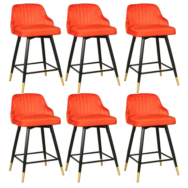 Surmoby 25" Swivel Bar Stools Set of 6,Velvet Upholstered Counter