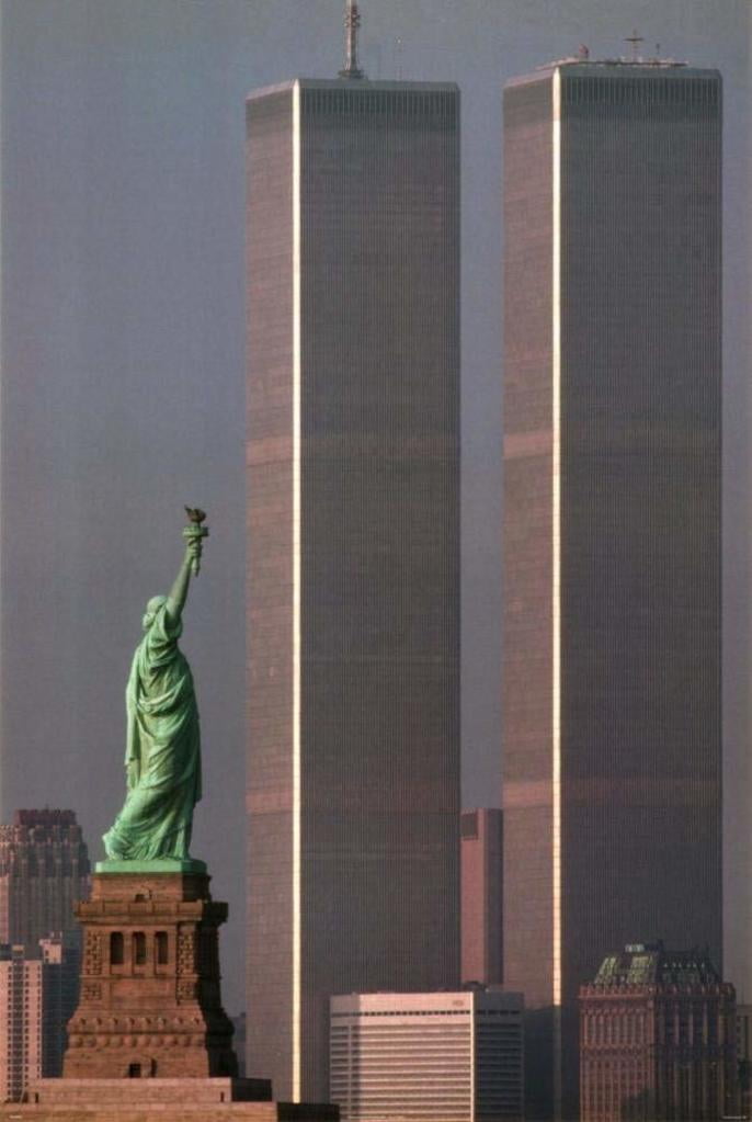 liberty statue trade tall towers twin wtc stands america poster york tower woolfitt adam posters statues 24x36 lady allposters history