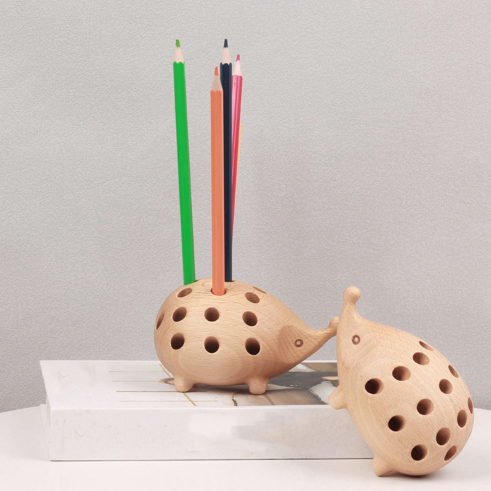 Rupoun Cute Hedgehog Resin Pen and Pencil Holder, Novelty Animal Desktop Organizer for Home Office Desk Supplies, 4.7 x 3.0 inches (12 x 7.5 cm) Accessory, Perfect Decor Gift