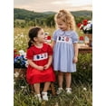 thumbnail image 6 of BemeyourBBs Toddler Baby Girls 4th of July Dress Smocked Outfit Patriot Independent Day Clothes American Flag Letter Embroidery Doll Collar Short Sleeve A-Line Dress Toddler Baby Girl Summer Dress, 6 of 9