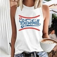 thumbnail image 4 of Usmixi Womens Shirts Sleeveless Round Neck Baseball Letter Print Tank Tops Fashion Graphics Loose Fit Ladies Racerback Tank Tops Light Blue XL, 4 of 6