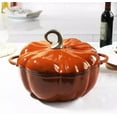 thumbnail image 3 of Pumpkin Cocotte Dutch Oven, 4QT Enameled Cast Iron Pot with Lid, Non-Stick Halloween Thanksgiving Stew Soup Pot for Stovetop & Oven, Gift & Decor for 3-5 People, 3 of 6