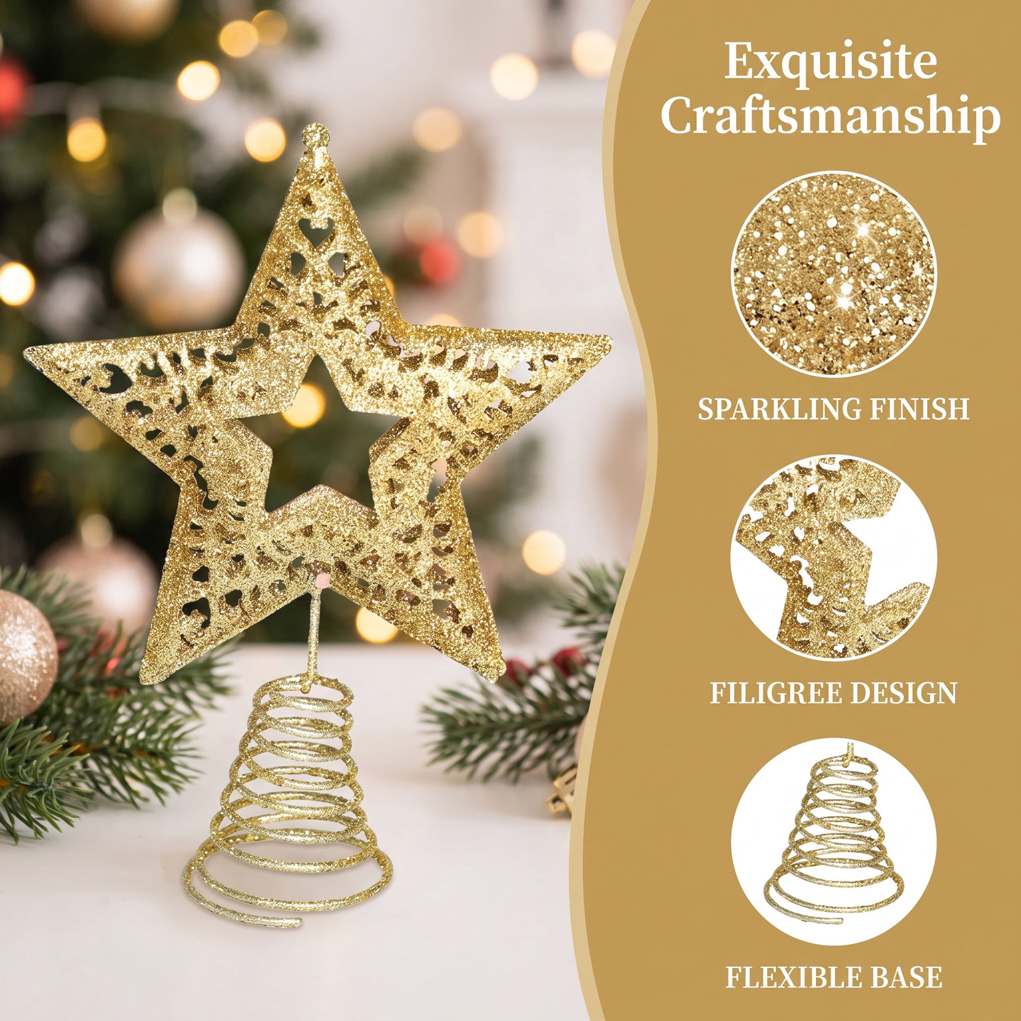 Unique Bargains Glittering Reindeer Herald Luxury Radiant Canopy Diadem Star 5.9"