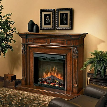 Dimplex Torchiere Mantel Electric Fireplace With Logs Burnished