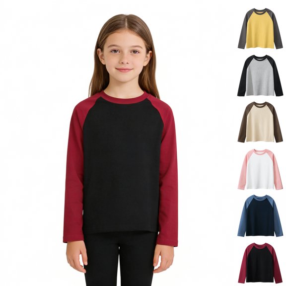 Bigetiay Boys Long Sleeve T Shirt for Spring Autumn Color Block Crewneck Basic Tee Casual Top Fall Clothes 4-6 Years