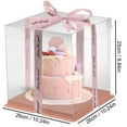 thumbnail image 2 of 2 Pack Tall Cake Boxes, Dingrich 10.24 x 10.24 x 9.84 inch Bakery Boxes for Tier Cakes, Disposable Cake Carrier Box with Ribbon, Clear Cake Box for Wedding Birthday Party (Pink), 2 of 7