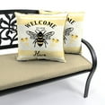 thumbnail image 6 of Jordan Manufacturing 16" x 16" Welcome to Our Hive Yellow and Multicolor Novelty Reversible Square Outdoor Throw Pillow with Welt, 6 of 13