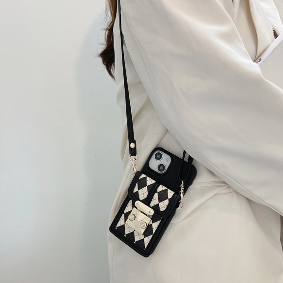 Stylish lanyard crossbody wallet phone case for iPhone 16 pro max 15 plus 14 13 mini 12 pro 16pro card holder cover