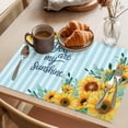 thumbnail image 3 of Spring Sunflower Placemats Set of 1, You Are My Sunshine Leaf Blue Striped Non-Slip Place Mats Washable Table Mats for Kitchen Dining Table Decorations Indoor/Outdoor, 3 of 9