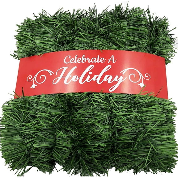 50 Foot Garland for Christmas Decorations - Non-Lit Soft Green Holiday Decor for Outdoor or Indoor Use - Home Garden Artificial Greenery, or Wedding Party Decorations