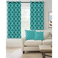 thumbnail image 2 of Teal Green Morocco Blackout Curtains 90 Inches Length, Farm Country Moroccan Geometric Plaid Window Treatment Thermal Insulated Drapes for Bedroom Living Room 2 Panels 104x90 Inches, 2 of 8