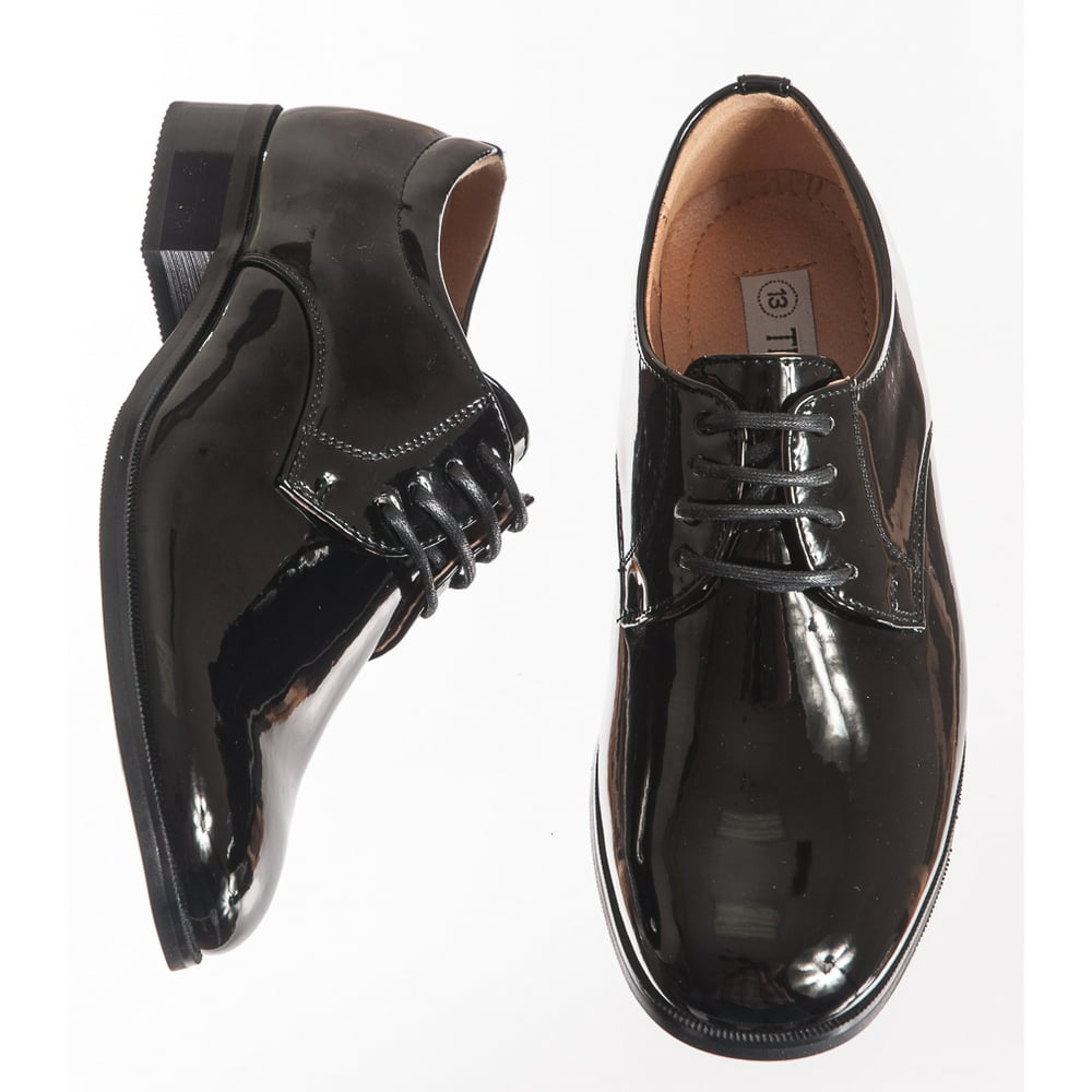 Tuxgear Kids Tuxedo Shoe Shiny Black Round Toe