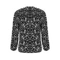 thumbnail image 5 of Perfectbot Womens Fashion Blouses Printed V Neck Ruched Tops Casual Puff Long Sleeve Loose Shirts, 5 of 7