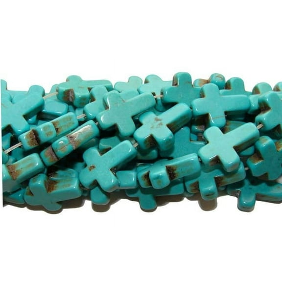 12x15mm 16" Strand Turquoise Blue Howlite Cross Beads For Jewelry Making