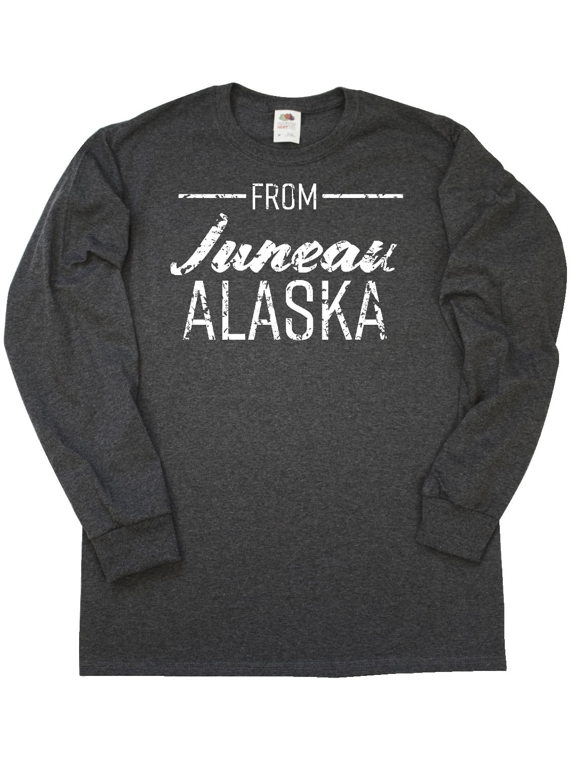 INKtastic From Juneau Alaska in White Distressed Text Long Sleeve T