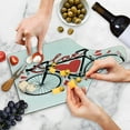 thumbnail image 4 of Love Cutting Board, Bike Illustration Heart and Drops Modern Hipster Fashion Retro Art, Decorative Tempered Glass Cutting and Serving Board, Wine Bottle Shape, Orange Black, by Ambesonne, 4 of 5
