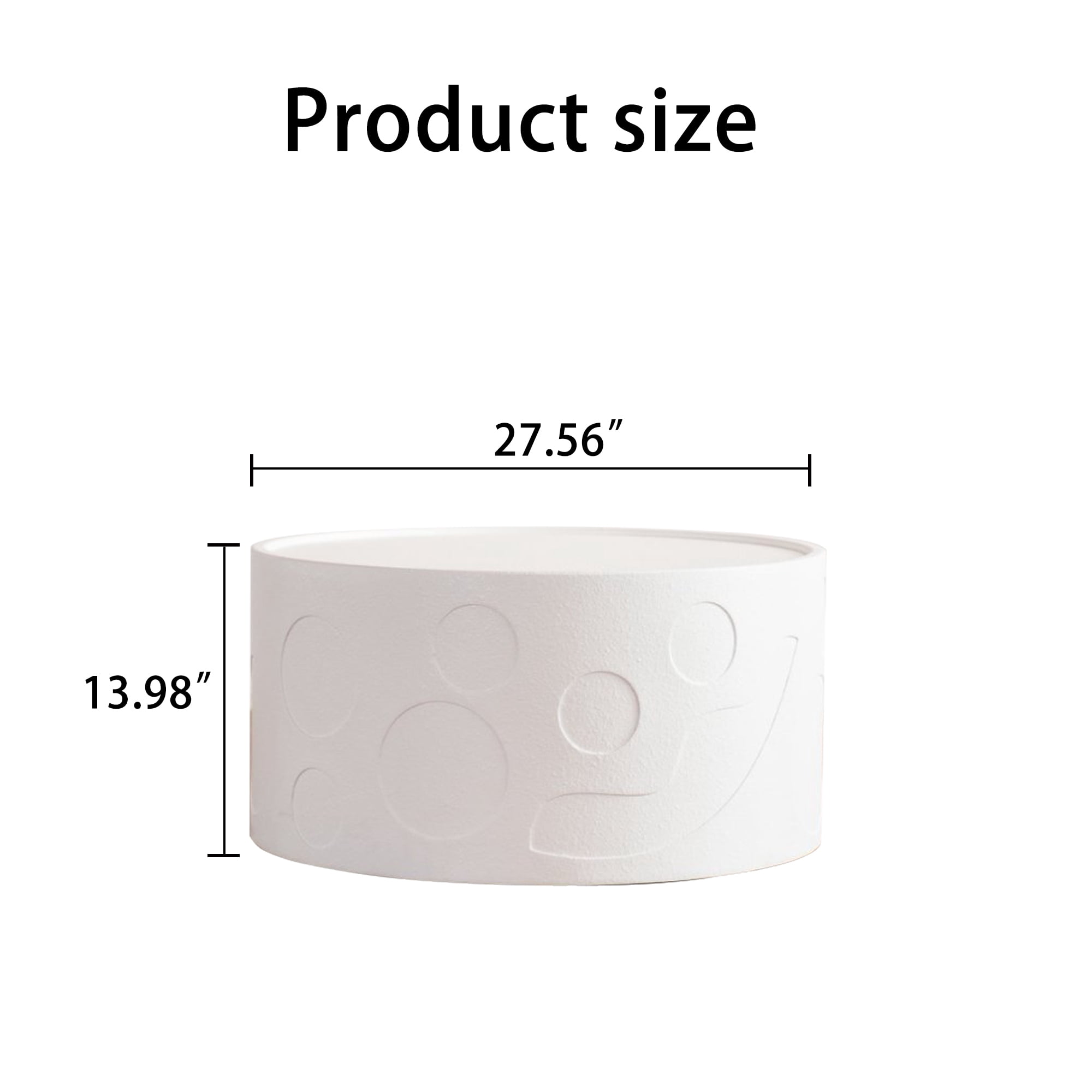 Leumius Round Coffee Table Handcrafted Relief Sturdy Pedestal Wooden Side Table for Living Room No Need Assembly White 1