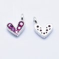 thumbnail image 2 of 10pcs Brass Micro Pave Cubic Zirconia Charms Long-Lasting Plated Lead Free & Nickel Free & Cadmium Free Heart Hot Pink Real Platinum Plated 9.5x6.5x2mm Hole: 1mm, 2 of 2