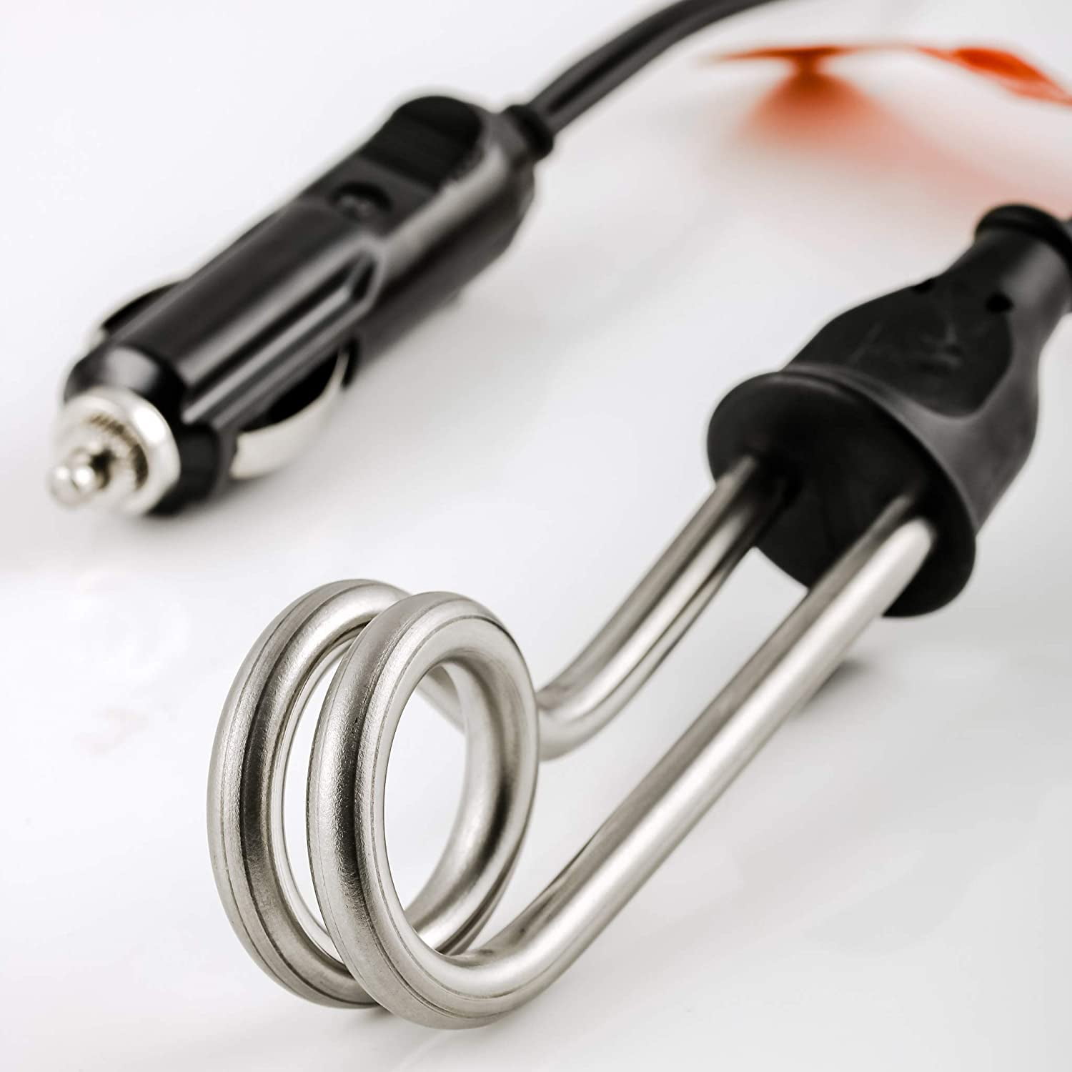 OVENTE Car Electric Immersion Heater for Tea Coffee, Portable Submersible Water Warmer, Black CH1121