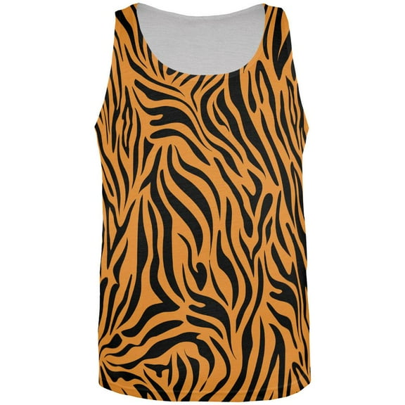 Zebra Print Sublimated Orange All Over Adult Tank Top - 2X-Large