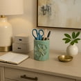 thumbnail image 4 of Floral Ceramic Desk Organizer for Workspace Decor - Unique Desktop Storage and Office Storage Accessory - Small Desk Cup Holder Complements Bedroom, Kitchen, Bathroom, or Home Decor - 4", Green, 4 of 12
