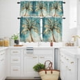thumbnail image 3 of Abstract Coconut Tree Kitchen Curtains Valances and Tiers Set of 3 Retro Beach Tier Curtains and Valance with Rod Pocket for Small Windows, 27.5"x36", 3 of 9