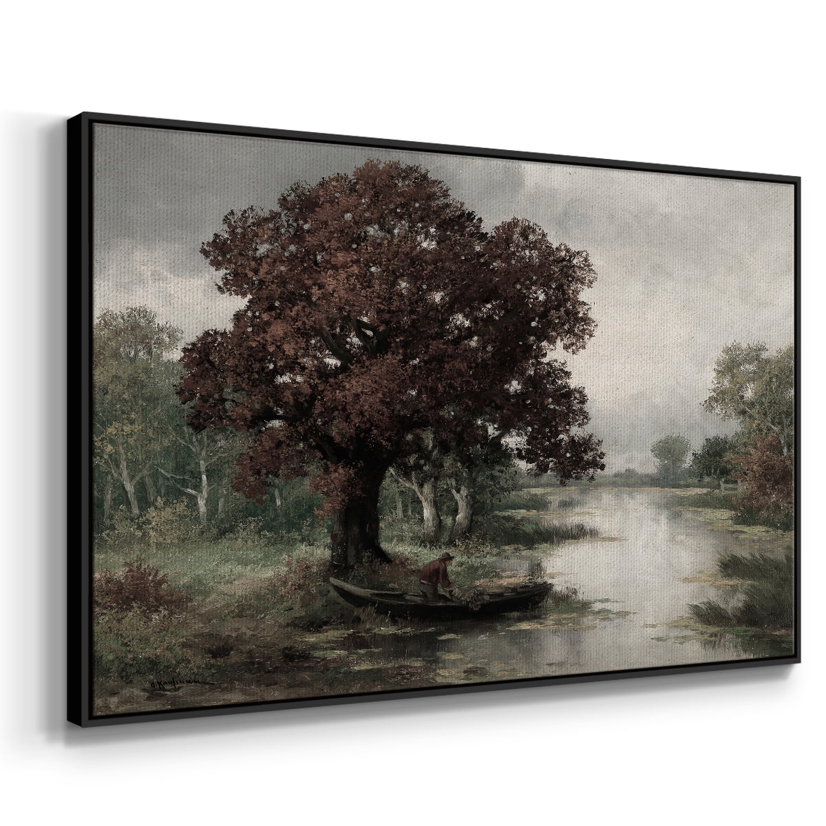 Vintage Landscape-CCCLV By Wexford Home Framed in Black Wood Gallery Wrapped Canvas 27 in. x 41 in.