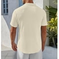 thumbnail image 3 of YATELLE Men's Henley Shirt Short Sleeve Stand Collar Summer Casual Beach Hippie T-Shirts, 3 of 5