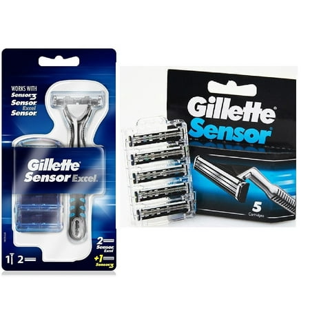 Gillette Sensor Excel Razor w/ 3 Cartridges + Gillette Sensor 5 Ct. Refill Blades
