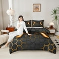 thumbnail image 4 of Castle Fairy Teens Game Gamepads 3 Pieces Queen Comforter Set for Adults Female Men,Black Orange Geometric Hexagon Ultra Soft Bedding Sets,Video Game Game Controller Bedding Comforter Set Breathable, 4 of 8