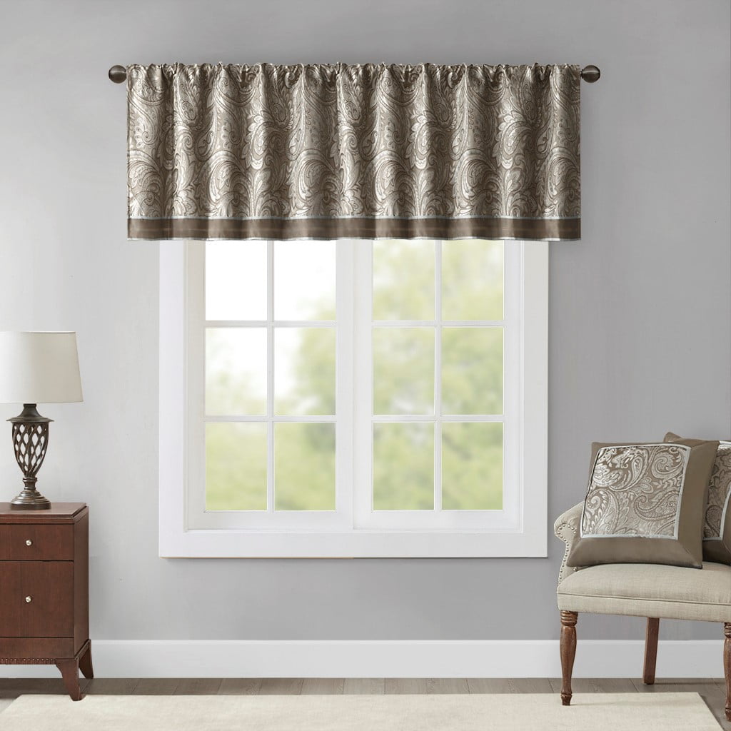 MAYEERTY 50x18" Jacquard Window Valance Blue/Brown