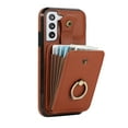 thumbnail image 4 of for Samsung Galaxy S22 Wallet Case with Card Holder, PU Leather Case with Ring Holder Kickstand, Snap Button Card Slots Case for Women Men for S22 with Crossbody Strap - Brown, 4 of 7