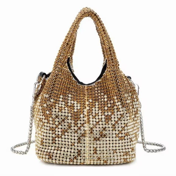 YIFEI Women Rhinestone Gradient Tote Bag Sparkling Evening Handbag Crystal Clutch with Detachable Strap for Wedding Party