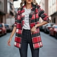 thumbnail image 6 of Otntypg Women Plaid Shacket Jacket Trendy Fall Casual Button Wool Blend Notch Collared Trench Coat Winter Clothing with Pockets Hot Pink L, 6 of 7
