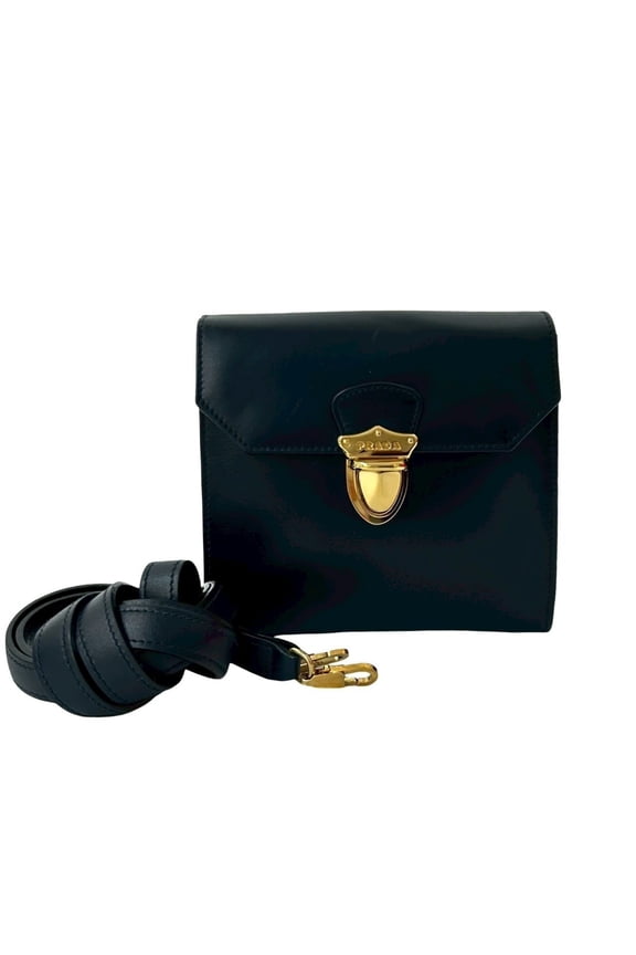 Pre-Owned PRADA Prada Logo Flap Leather Mini Shoulder Bag Pochette Sacoche Wallet... (Good)