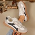thumbnail image 5 of Tennis Shoes Womens Color Block Suede Fashion Trainers Athletic Shoes Lace up Antislip Flat Sneakers Lightweight Skate Shoes Khaki Size 8, 5 of 8