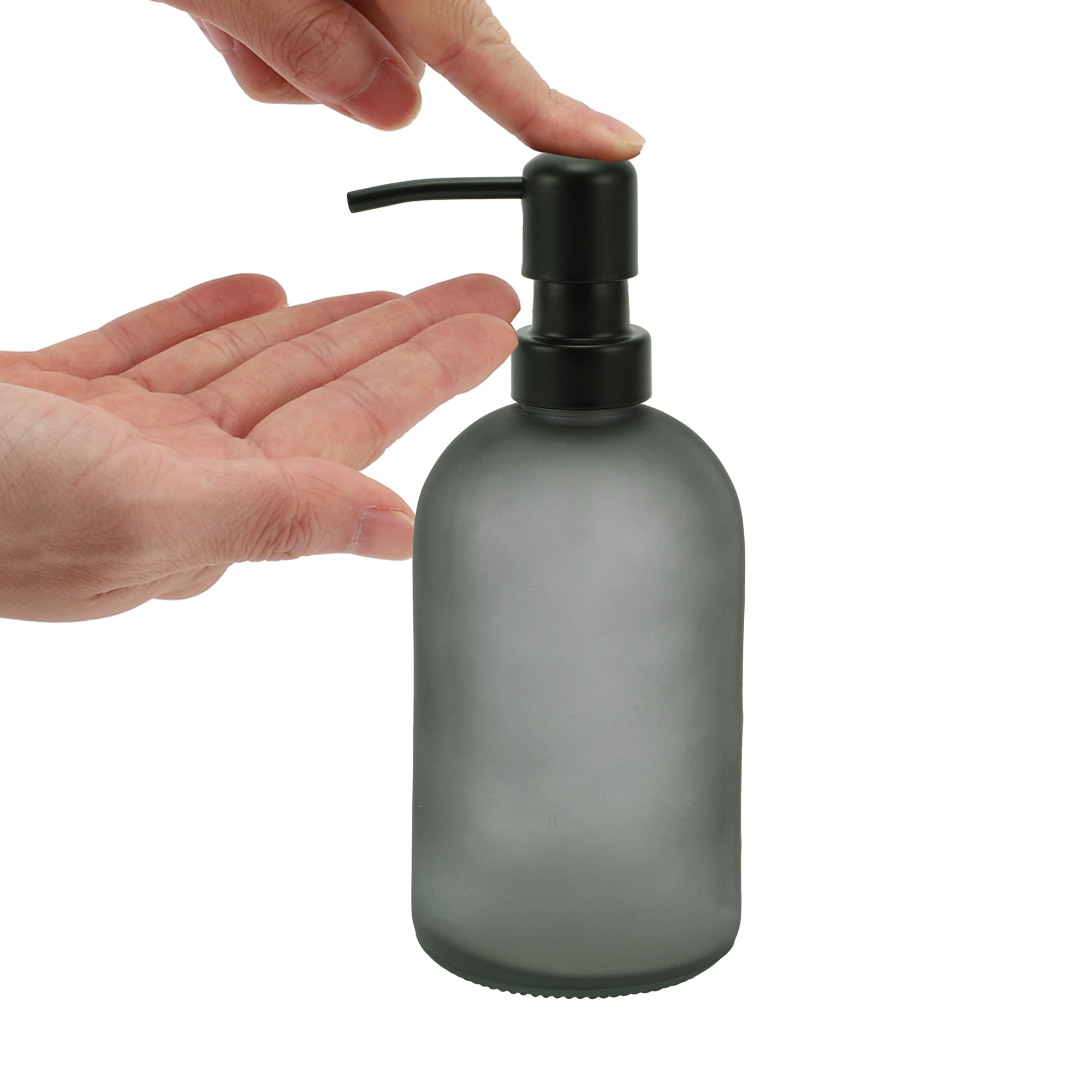 Unique Bargains 1 Pc Simple Cylindrical Soap Pump Dispenser for Bathroom Hotel 400ml Gray Black