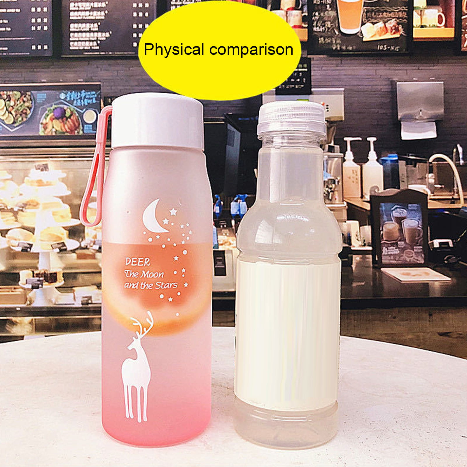 420ML Dream Lifestyle Water Bottle, Plastic and Glass Rhombus Shape for  Cold and Warm Drinks, BPA Free Fruit Juice Drinking Bottle for Boys Girls &  Women 
