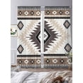 thumbnail image 3 of Brown Beige Boho Sheer Curtains 84 Inch Length 2 Panels Set, Abstract Southwestern Ethnic Geometric Voile Window Treatment Rod Pocket Curtains Sheers Drapes for Bedroom/Living Room/Kitchen 52"x84"x2, 3 of 7
